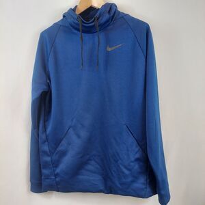 Nike Men Dri-Fit Blue Thermal Mock Neck Hoodie Long Sleeve Training Shirt M